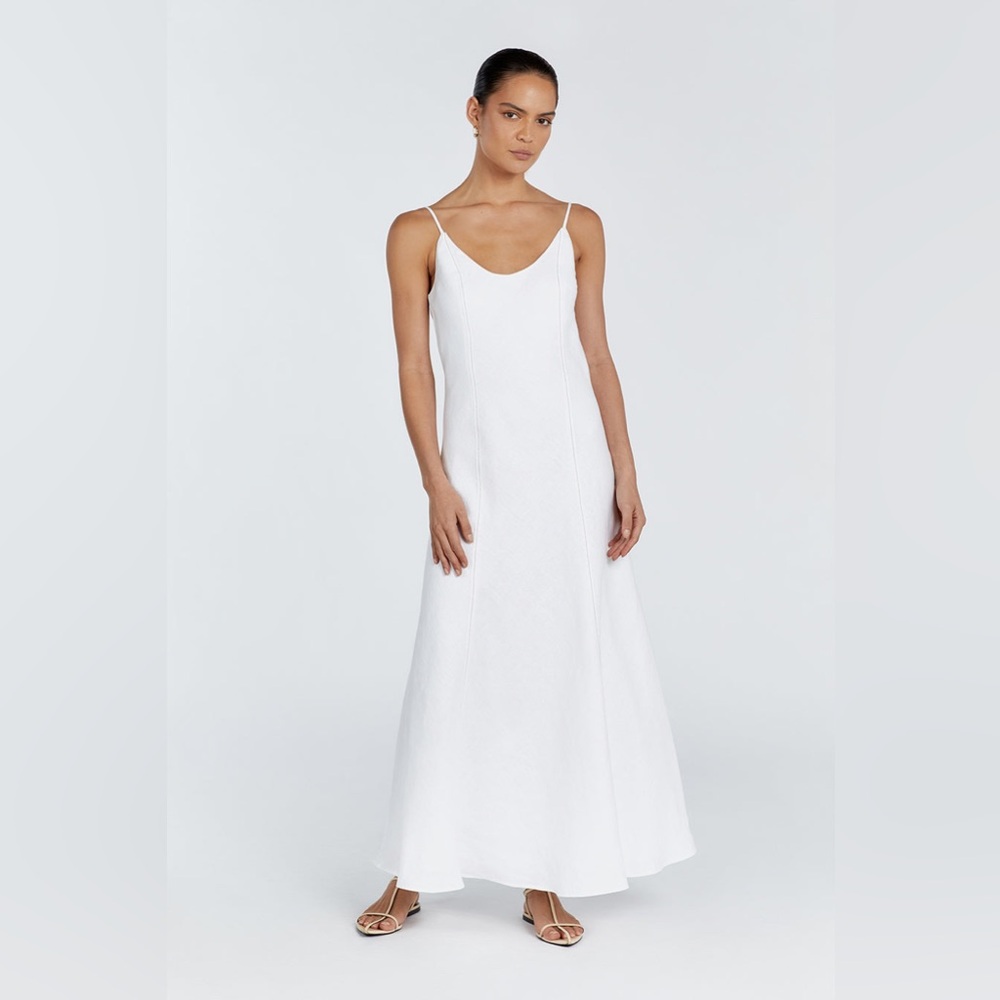 NWT DISSH Giana White Linen Scoop Maxi Dress